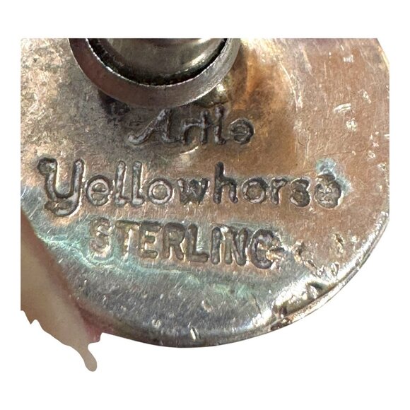 Vintage Artie Yellowhorse Signed Navajo Circle Pierced Sterling Silver Earrings - Picture 3 of 7